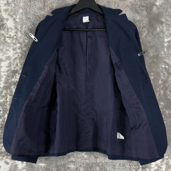 J Crew Womens Size 2 V Neck Blazer Jacket Navy Long Sleeve Button Lined - Picture 4 of 9